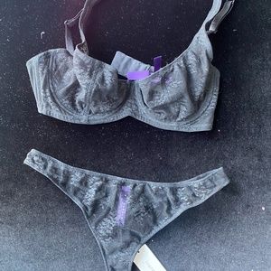 Journelle Romy Bra and Thong, Black, 34C/Small bottom